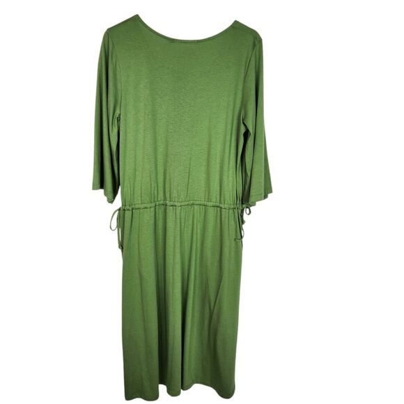 GUDRUN SJODEN Dress Womens Medium Green Drawstring Midi Dress Organic Lagenlook - Picture 2 of 7